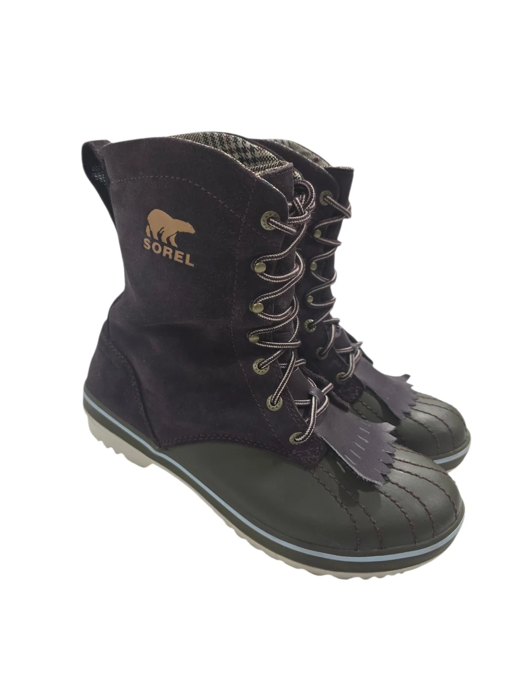 SOREL Tivoli Camp Women's Waterproof Lace-Up Duck Boots in Deep Plum Size 7.5